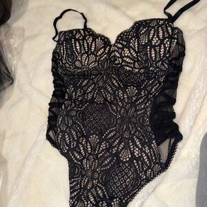 Elegant Black Lace Bodysuit